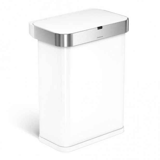 Simplehuman bezdotykový odpadkový koš SENSOR 58 L hlasové ovládání bílá ocel ST2049
