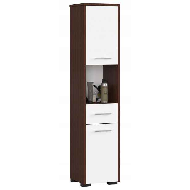 Skříňka koupelnový sloupek Fin 2D1SZ1W wenge-bílá Akd
