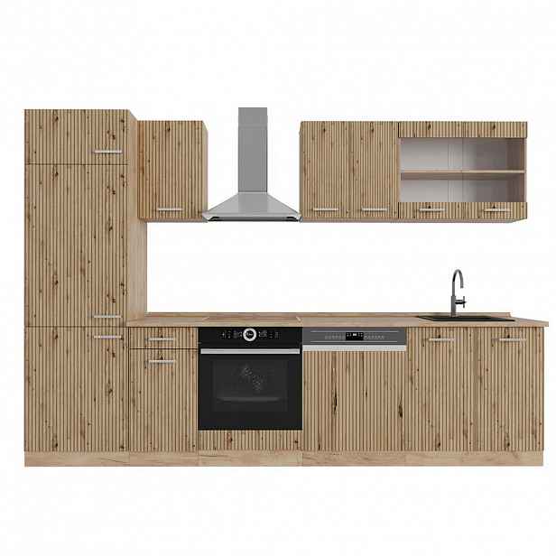 Vicco KUCHYŇSKÝ KOUT R-Line Dub Artisan / dub Goldkraft 300 cm bez pracovní desky