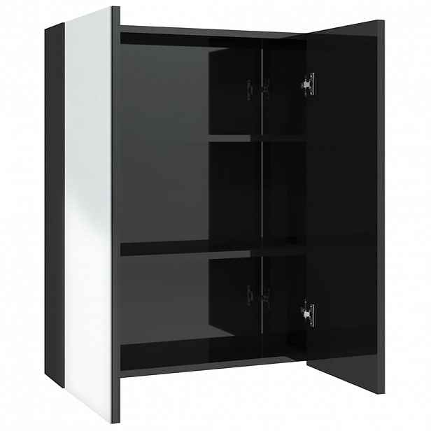 vidaXL Koupelnová skříňka se zrcadlem 60 x 15 x 75 cm MDF zářivě černá