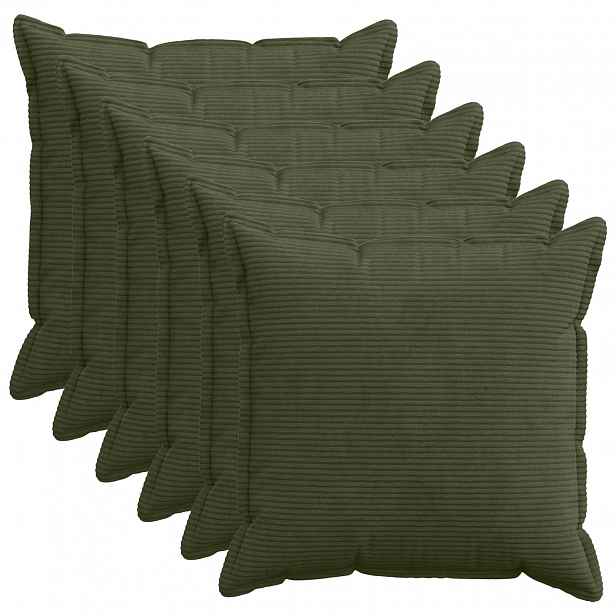 vidaXL Povlak na polštář 6 ks HOUTEN Zelená 60 x 60 cm manšestr