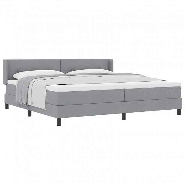 vidaXL Postel s boxspringem s čelo Světle šedá 200 x 200 cm textil