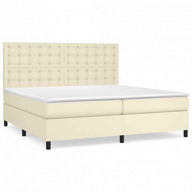 vidaXL Box spring postel s matrací krémová 200x200 cm umělá kůže