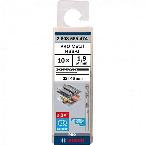 Bosch - Sada vrtáků do kovu, 1,9x46 mm, 10 ks 2608585474