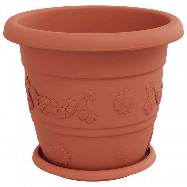 vidaXL Květináče 24 ks Cihlově červená Ø 30 x 25 cm Plast