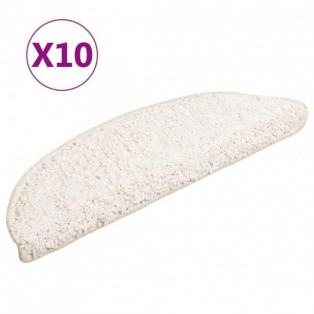 vidaXL Schodové rohože 10 ks 56 x 17 x 3 cm bílé půlkulaté
