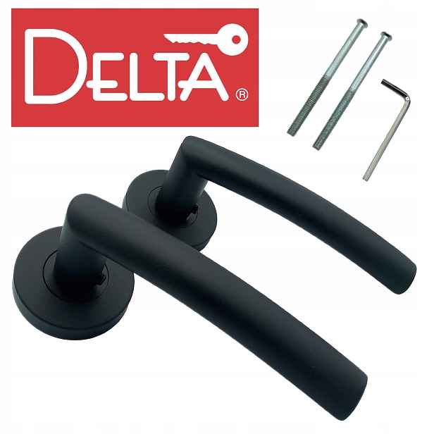 Klika Delta Vera Black Černá Matná Pro Dveře Tloušťky 47-70 mm Rozeta 57 mm