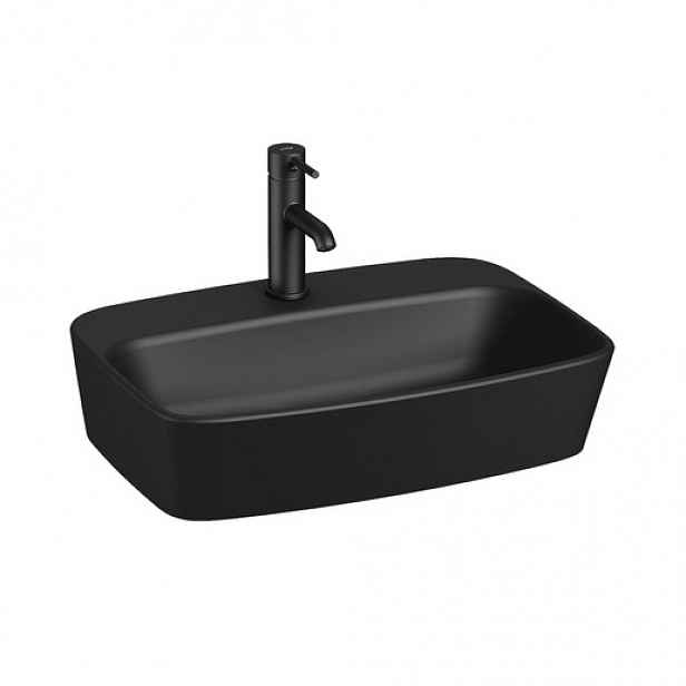 Umyvadlo na desku Jika Lyra Plus 55x40 cm černá mat bez otvoru pro baterii, bez přepadu H8183827161121