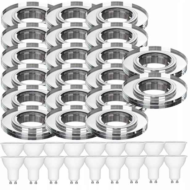 20x Skleněná Stropní Lampa Zapuštěná Do Stropu Křišťál 3W Led Žárovky