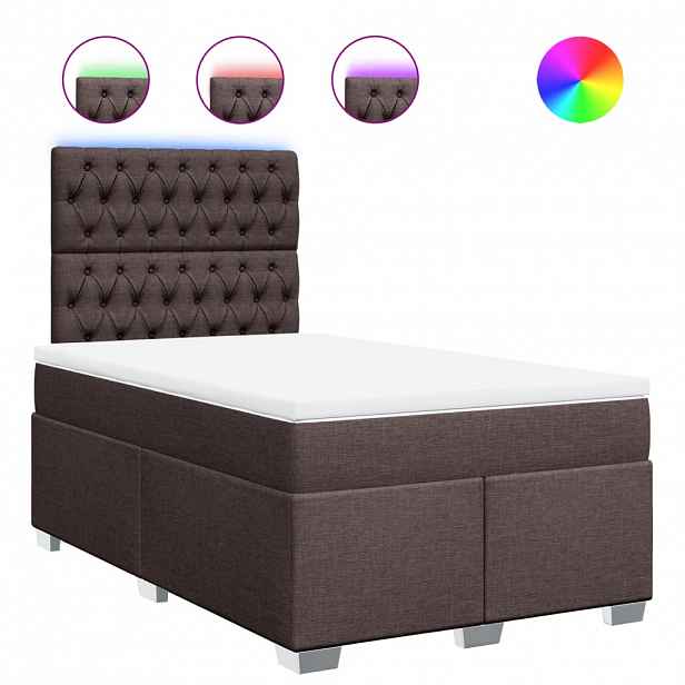 vidaXL Box spring postel s matrací tmavě hnědá 120x190 cm textil