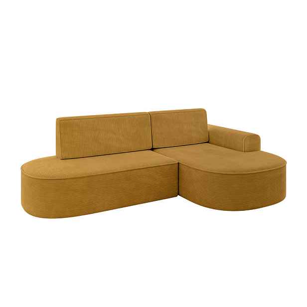 ALTDECOR ROHOVÁ SEDAČKA s funkcí spaní a otomanem, pravá MARI-L1-S 283x167x85 Hořčicová Manšestr