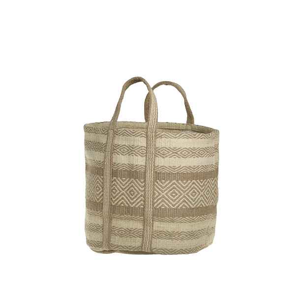 Béžovo-hnědá košíková jutová taška Beach Bag - 40*40*40/ 60 cm Chic Antique