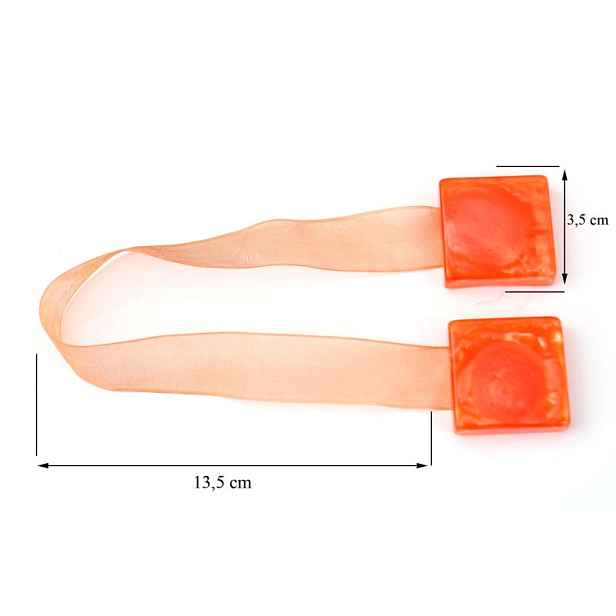 Dekorační ozdobná spona na záclony a závěsy s magnetem SAMY oranžová,  3,5x3,5 cm Mybesthome cena za 2 ks v balení