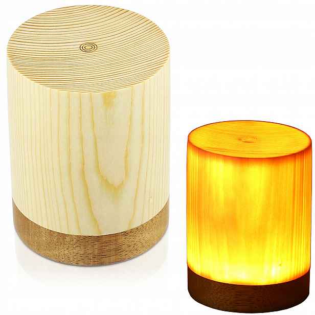 Dřevěná Noční Lampa Stolní Led Dotyková Stmívatelná Náladová Usb