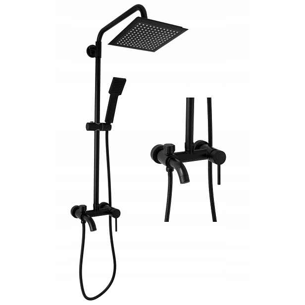Sprchový Set Černá Slim Dešťová Sprcha Kivo Čtvercová