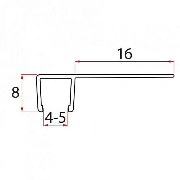 AQUALINE - Set svislých těsnění pro sklo 5/5, 1820 (2ks) NDHLFS-2