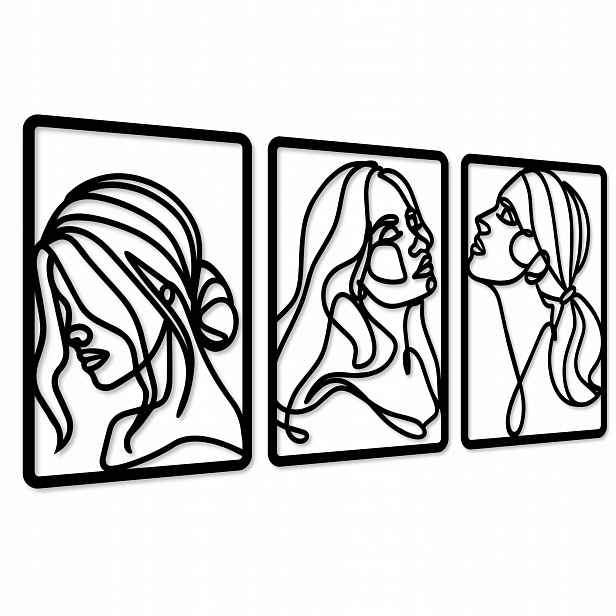 Ažurový Obraz Na Zeď Žena Nástěnná Dekorace Triptych Obrazy Do Obývacího Pokoje