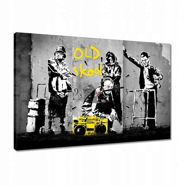 Hodiny 60x40 Banksy Old school