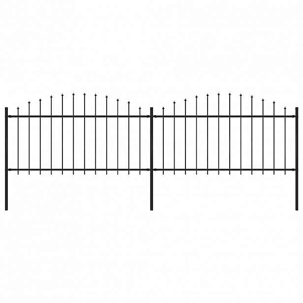 vidaXL Zahradní plot s kopím nahoře ocelový 337 x 150 cm černý