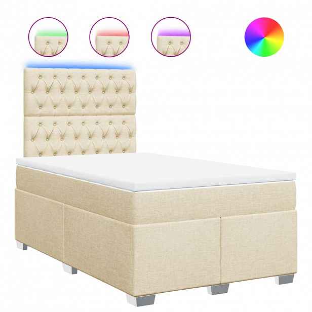 vidaXL Box spring postel s matrací krémová 120x190 cm textil