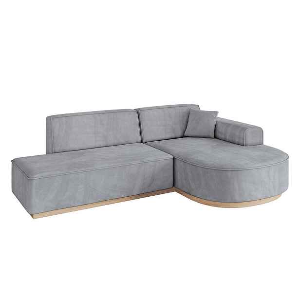 ALTDECOR ROHOVÁ SEDAČKA s otomanem, pravá ARRIO-L1 243x171x83 Šedá Velur