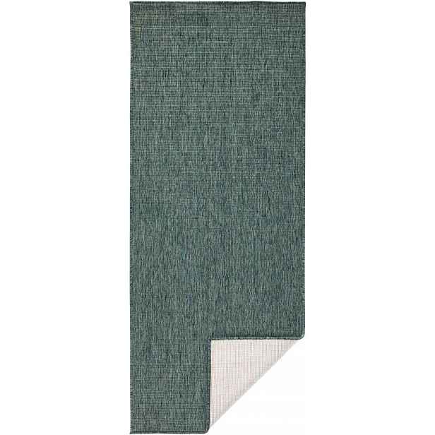 Běhoun zeleno krémový na terasu, provázkový 80x350c