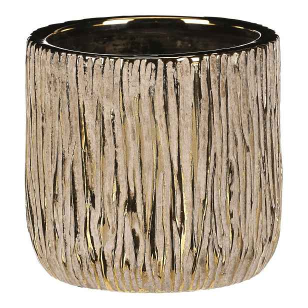 Keramický obal na květináč GILDED BARK, zlatá