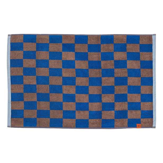 Modro-hnědá koupelnová předložka z bio bavlny 50x80 cm Retro – Mette Ditmer Denmark