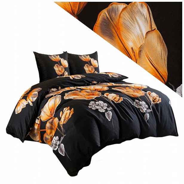 Povlečení 220x200 2 povlaky na polštáře 70x80 hladké Eusebia Home na zip, květinový vzor