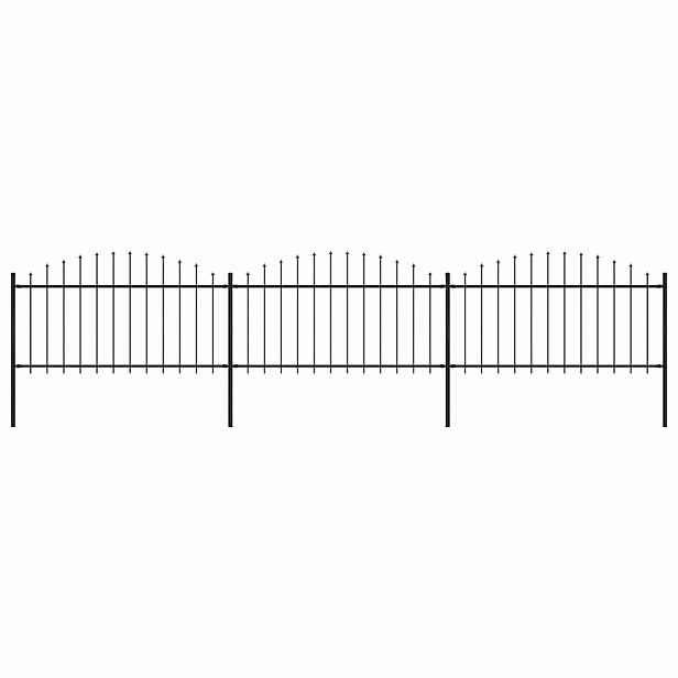 vidaXL Zahradní plot s kopím nahoře ocelový 504 x 150 cm černý