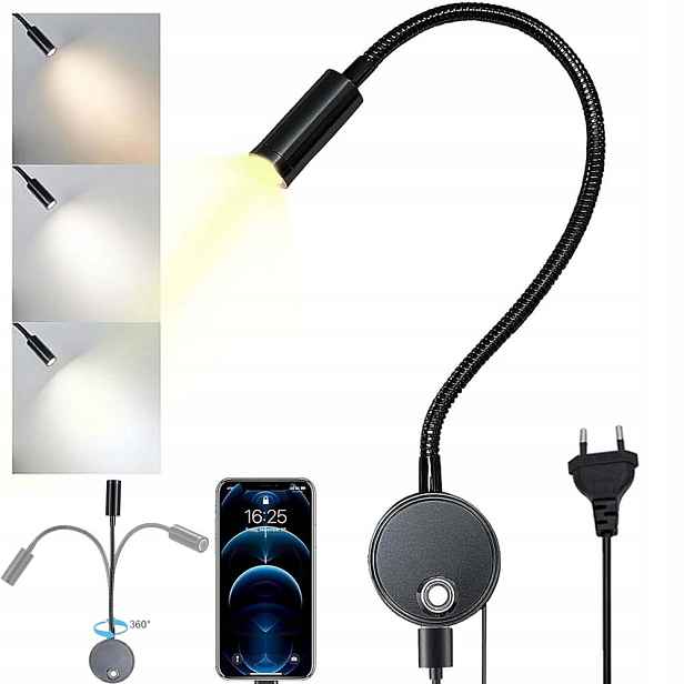 Led Nástěnné Svítidlo Na Čtení, Noční Lampa Do Ložnice S Regulací 3 W