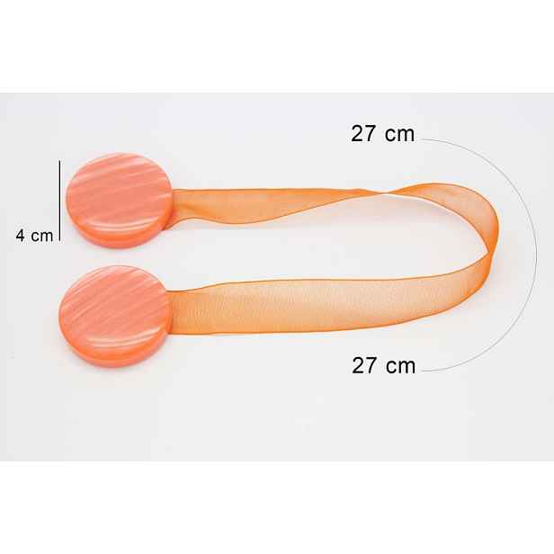 Dekorační ozdobná spona na záclony a závěsy s magnetem MUSA pomerančová, Ø 4 cm Mybesthome cena za 2 ks v balení