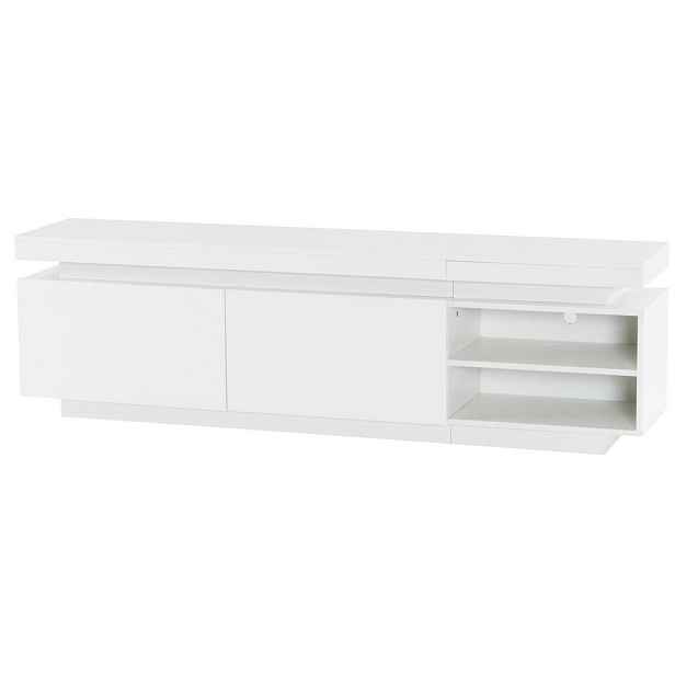 Redom TV stolek 170/35/50 cm s LED osvětlením, lesklým provedením a úložným prostorem, Bílá
