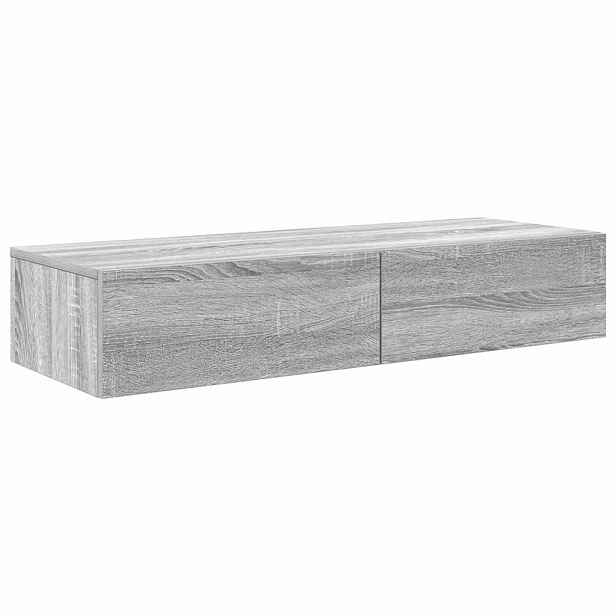 vidaXL Nástěnná police se zásuvkami šedá sonoma 100x36x19 cm kompozit