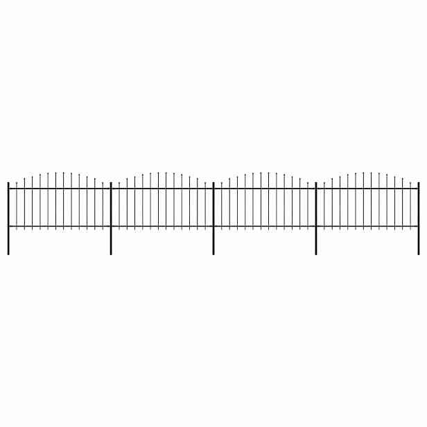 vidaXL Zahradní plot s kopím nahoře ocelový 671 x 150 cm černý