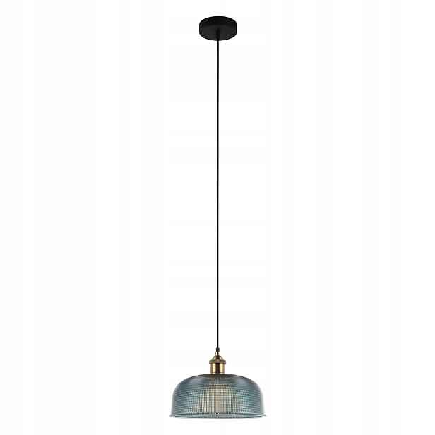 Závěsná lampa černé skleněné modré stínidlo 27 cm nad stůl ostrov Italux