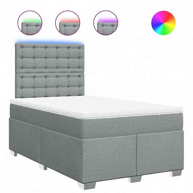 vidaXL Box spring postel s matrací světle šedá 120x190 cm textil
