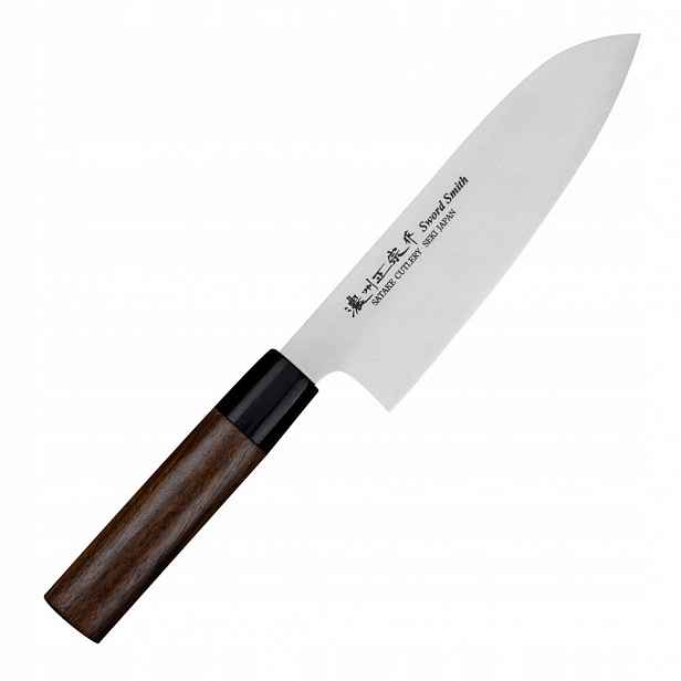 Noz santoku Satake Kenta Walnut 17 cm vlašský ořech ocel molybdenová