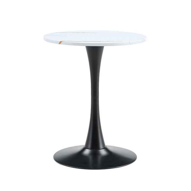 Redom ODKLÁDACÍ stolek 60/60/72 cm s kulatou deskou a středovou podnoží, Bílá/Černá