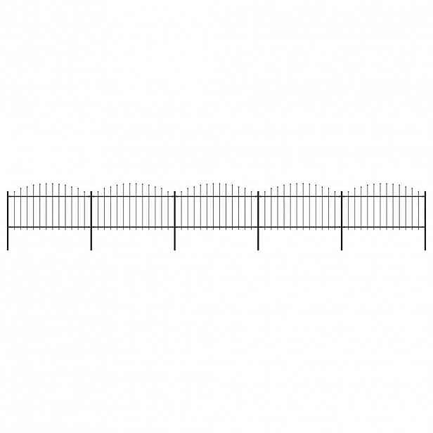 vidaXL Zahradní plot s kopím nahoře ocelový 838 x 150 cm černý