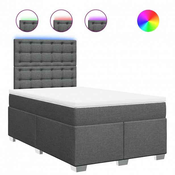 vidaXL Box spring postel s matrací tmavě šedá 120x190 cm textil