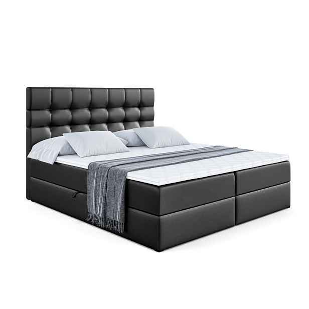 ALTDECOR KONTINENTÁLNÍ POSTEL s matrací H4 - BERO - 180x200 cm Černá