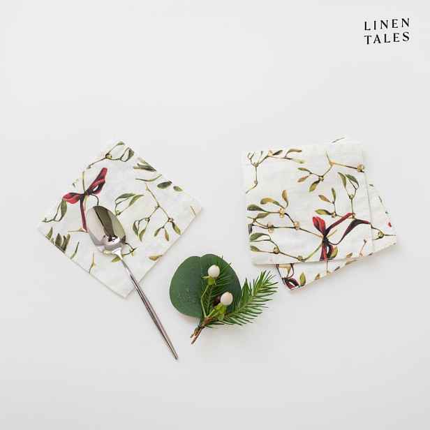 Bílé podtácky s vánočním motivem v sadě 4 ks – Linen Tales