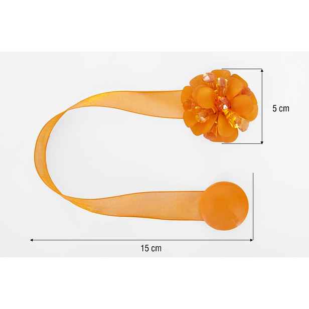 Dekorační ozdobná spona na záclony a závěsy s magnetem CHITA, oranžová, Ø 5 cm Mybesthome cena za 2 ks v balení