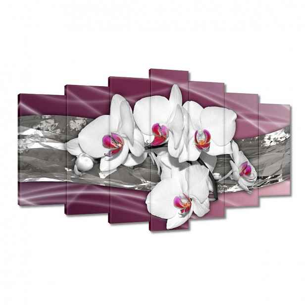 Obrazy 140x80 Bílé orchideje na růžovém pozadí