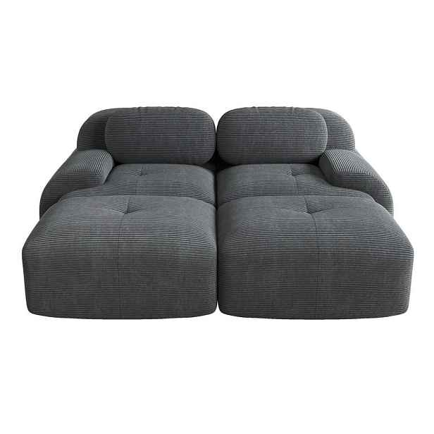 Redom MODULÁRNÍ rohová pohovka z manšestru 208/178/70 cm bez rámu, s ergonomickými područkami a protiskluzovou základnou, Šedá
