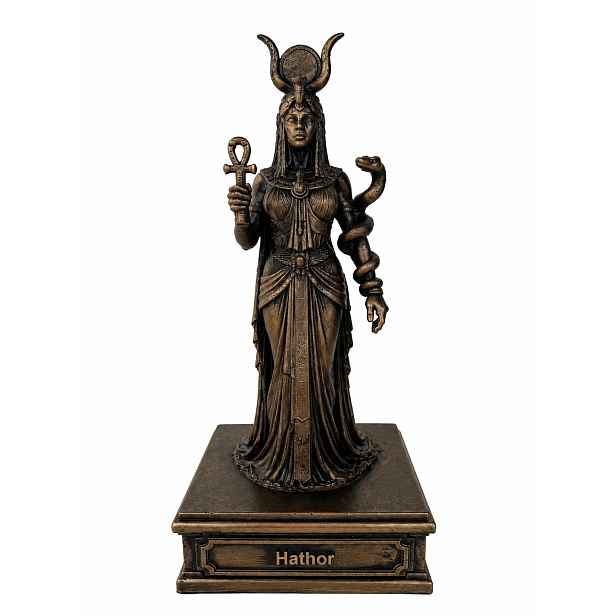 Soška Hathor 24cm bronzová egyptská bohyně ezoterika spiritualita mytologie