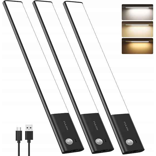 Fulen Led podskříňkové lampy 3ks 38 Cm Snímač pohybu Bezdrátové
