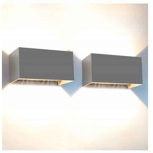 Led lampy 20 W 3000 K IP65 šedé, sada 2 ks