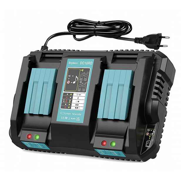 Dvojitá Rychlonabíječka Pro Akumulátory, Náhrada Pro Makita 18V DC18RD